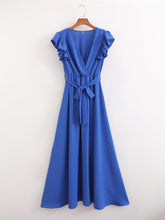 Summer Women  Clothing French Sexy Backless V neck Sleeveless Waist Slimming Dress